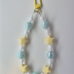 Yellow and Blue Star Beaded Wristlet